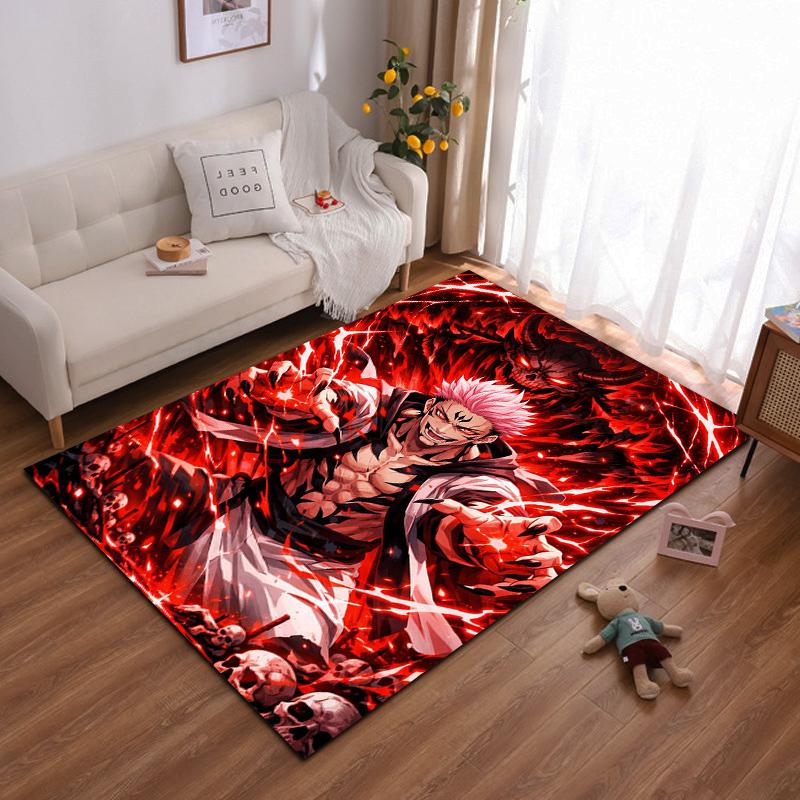Fantasy Warrior Rug with Red Background Suitable for use as an anti-slip game mat for living room and bedroom sofas