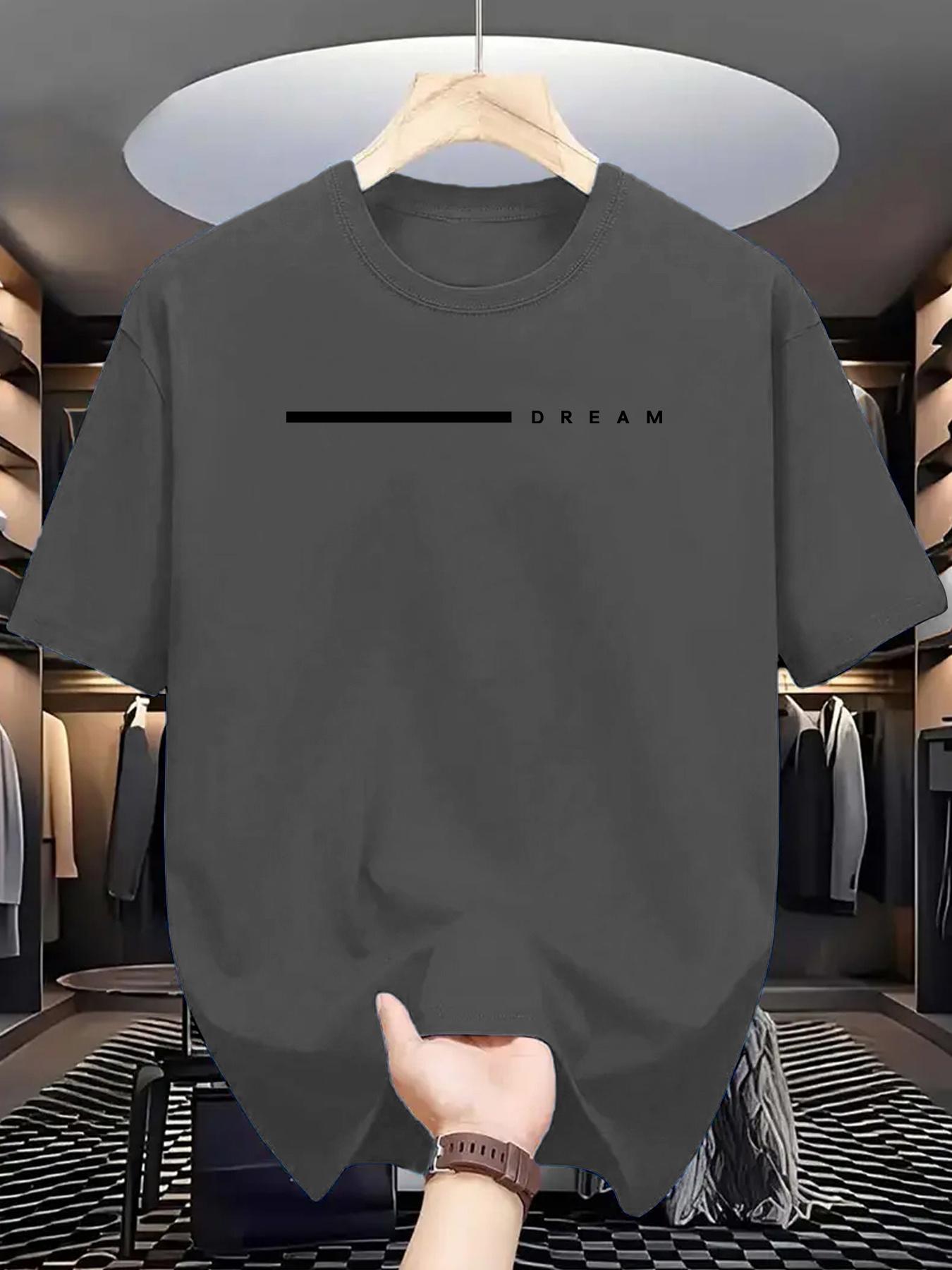 

Men s summer 100 cotton fashionable casual loose plus size dream letter printed sports round neck short sleeved T-shirt top 5XL різнокольоровий