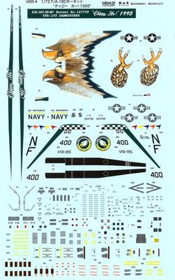 PLATZ US Navy Hornet 1995 Decal Plastic Model Parts 1/72 F/A-18C VFA-195 "Chippy Ho!" USD-4