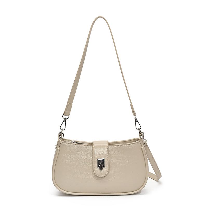 Spring and Summer New Simple and Versatile Niche Oil Wax Leather Underarm Bag Women's Fashion Personality High Quality Shoulder Messenger Bag