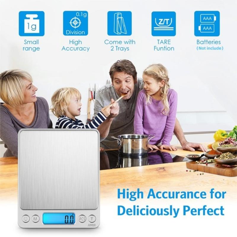 3Kg/0.1g Digital Electronic Scale, LCD Precision 9 Units Conversion Small  Weight  Scales  for  Kitchen,Food ,Herbs,Postal