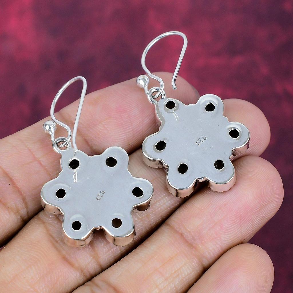 Perlmutt Handgefertigter Edelsteinschmuck, 925 Massiver Sterling Silber Ohrringe Antiker Schmuck