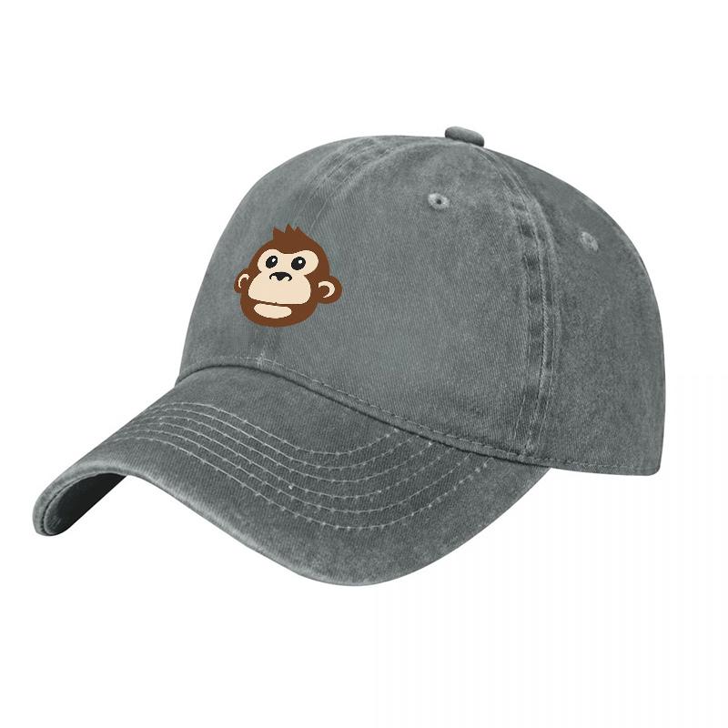 Cappellino da Baseball in Tela Lavata con Logo Faccia di Scimmia Stile Classico Vintage Cappello Regolabile per Unisex e Donne