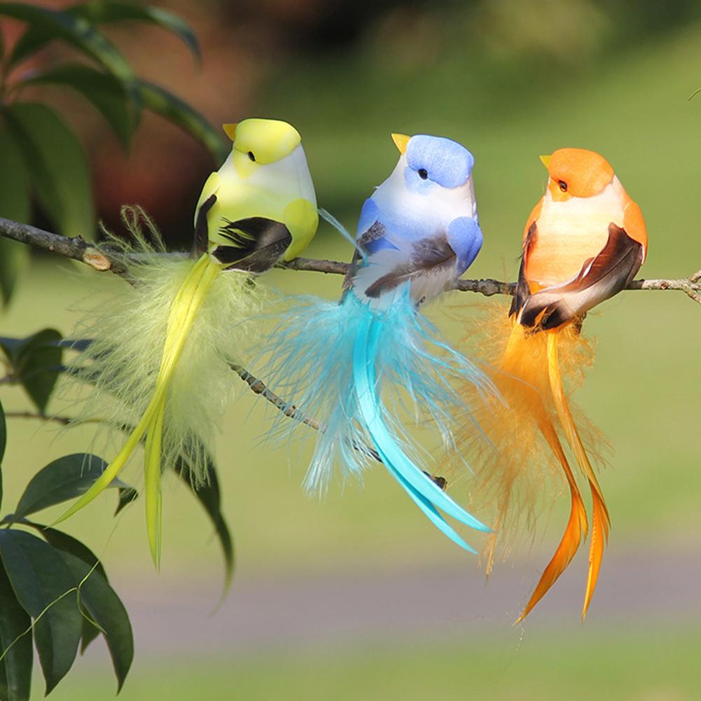 Colorful Artificial Birds Fake Foam Animal Simulation Feather Birds Models Horticultural Tree Branch Decoration Garden Decor