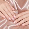 24 Peças Unhas Postiças Nude Femininas, Unhas Postiças Naturais Curvas Ovais Adesivas, Unhas Postiças Brilhantes de Cobertura Total com Cola, Suprimentos para Manicure DIY
