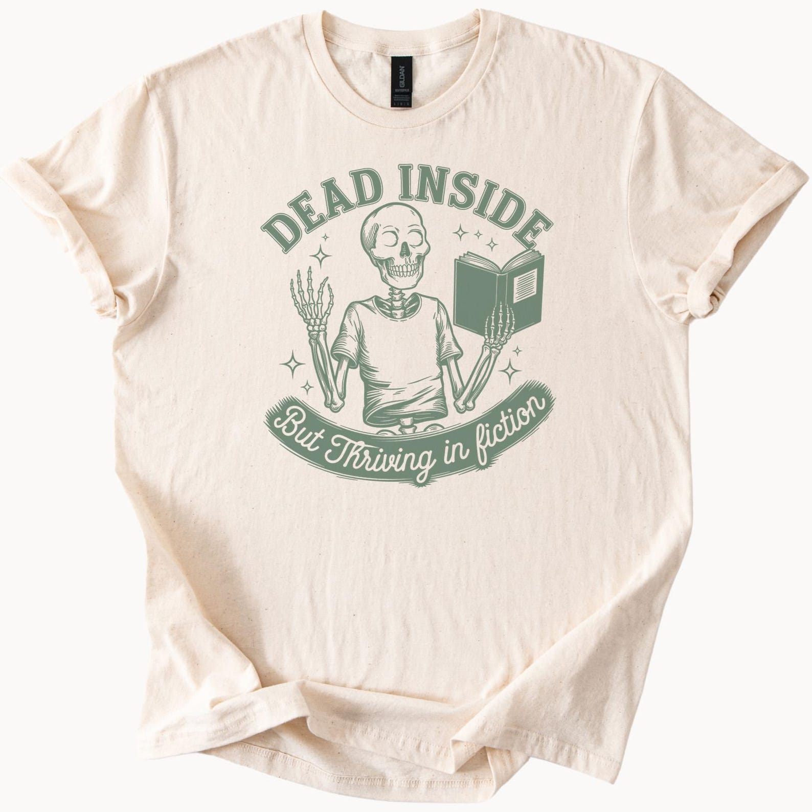 Dead Inside But Thriving In Fiction Skeleton Reading Book Graphic Tee Funny Book Lover Shirt Reading Humor Gift For Readers 120