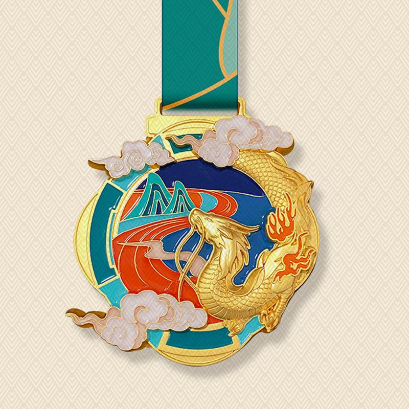 Individuell gestaltete Medaille in Tierform im chinesischen Stil, Erinnerungsmedaille für herausragende Mitarbeiter bei Marathon-Unternehmensveranstaltungen, 1 Stück