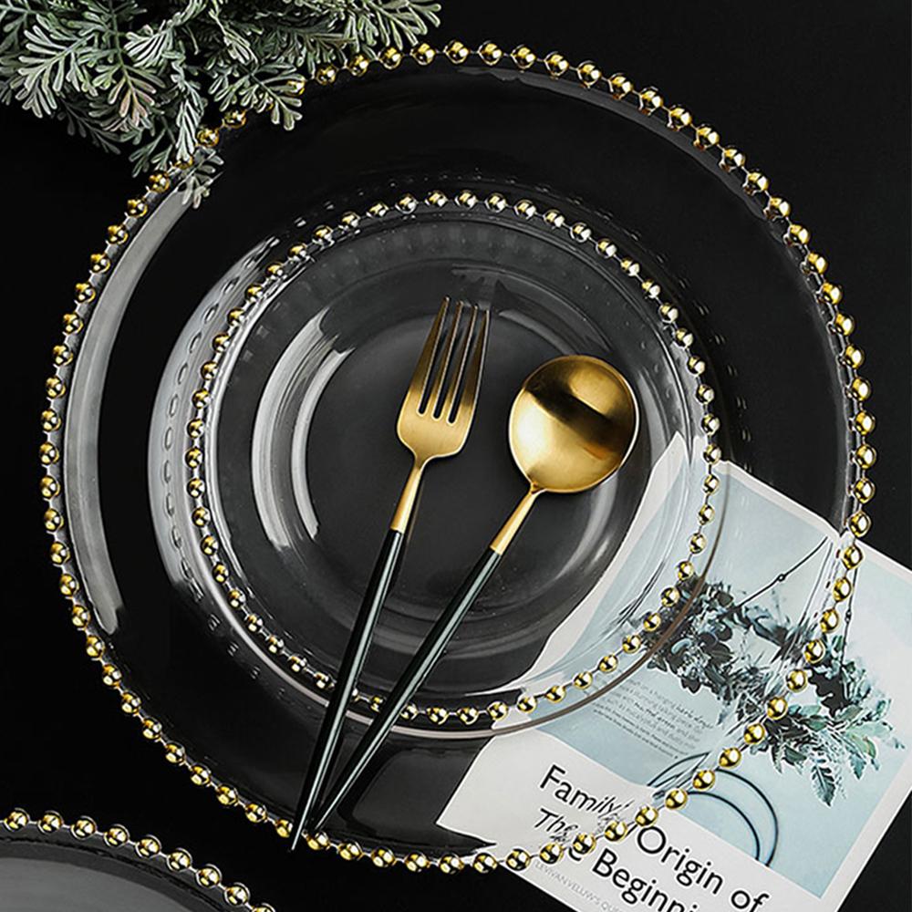 Retro Ceramic Dinner Plate Glass Saucer Fruit Cake Dessert Dish Tableware Set Plates Dinner Food Tray Creative Home Decoration
