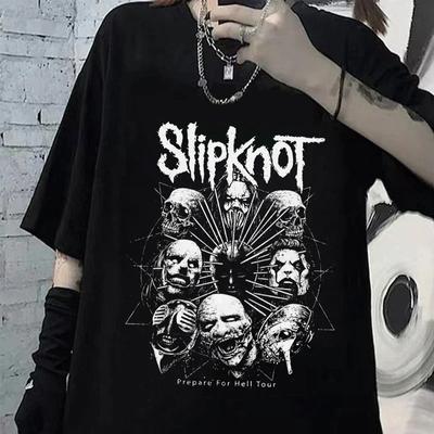 Streetwear Graphic Women T-shirt T Shirts Slipknots for Unisex Female Heavy Metal Tops Prepare for Hell Tour Y2k T-shirt Vintage