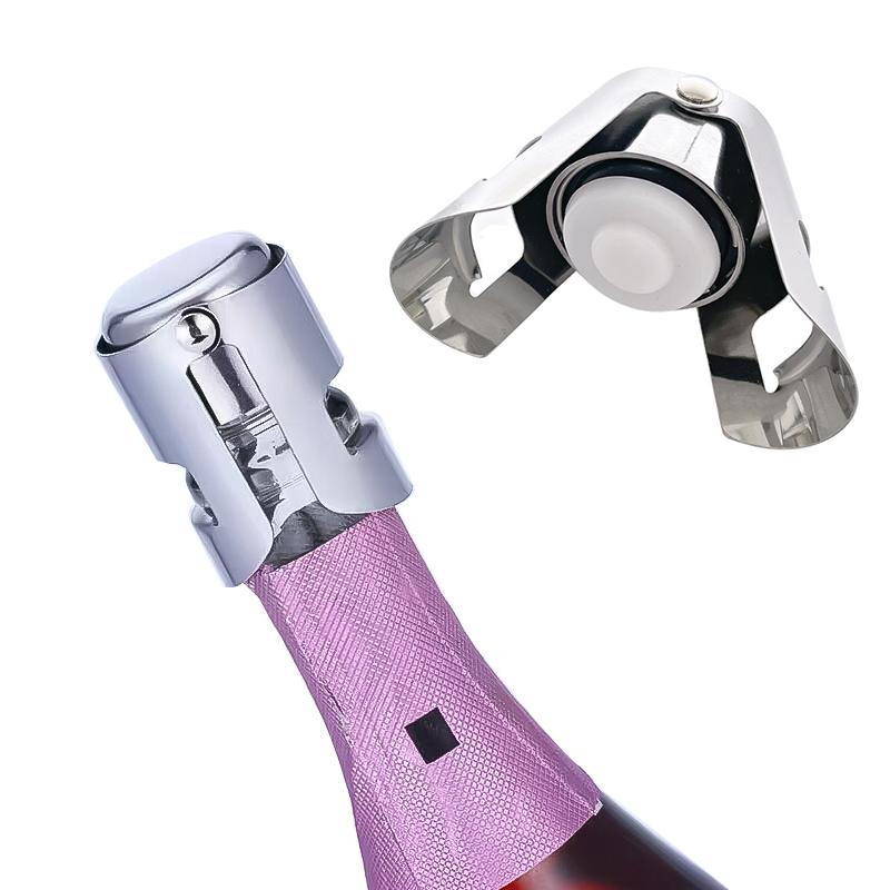 1Pcs Champagne Bottle Stopper Stainless Steel Sparkling Grape Wine Bottle Plug Vacuum Sealer Bottle Liquor Flow Stopper Cap Bar
