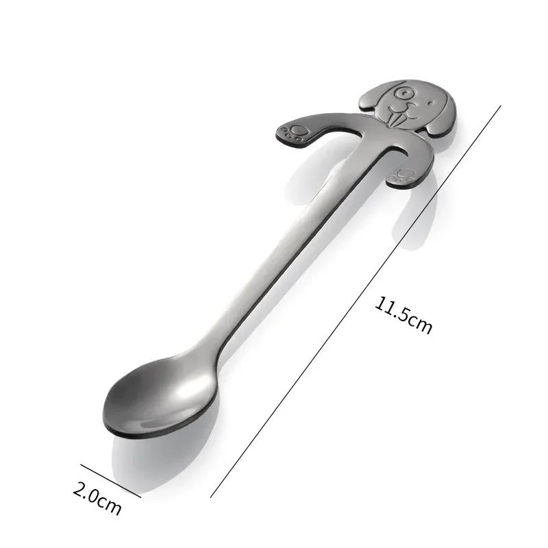 1pcs Cat Coffee Spoon Cartoon Cute Dessert Spoon Hanging Dog Mug Stirring Spoon Teaspoon Kitchen Tableware Stainless Steel