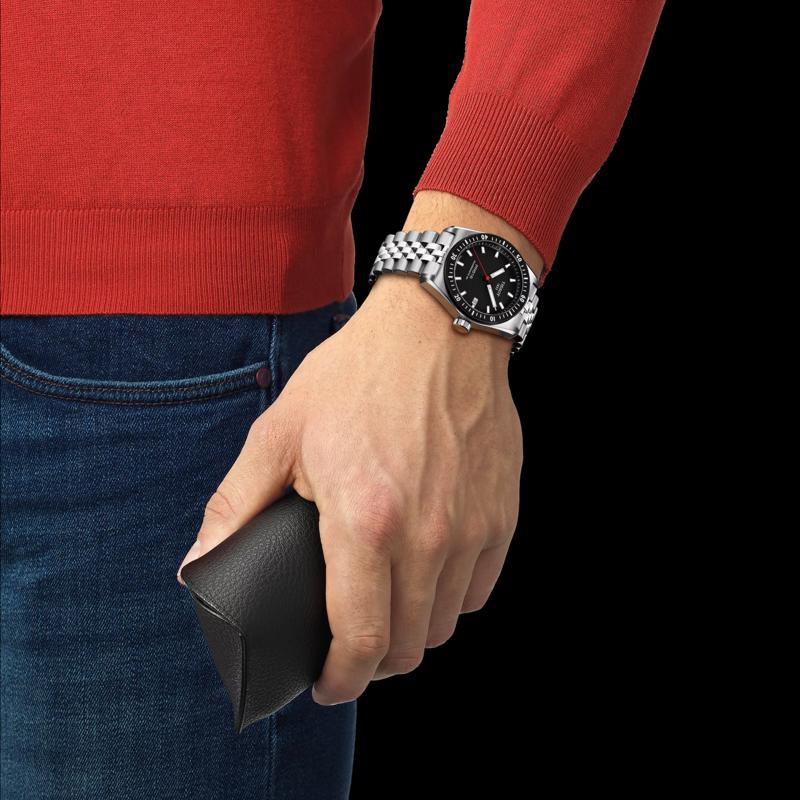 Tissot Automatic Mechanical Movement 100m Water Resistance Unisex Watch 38mm Black Dial Stainless Steel Case T149.407.11.051.00