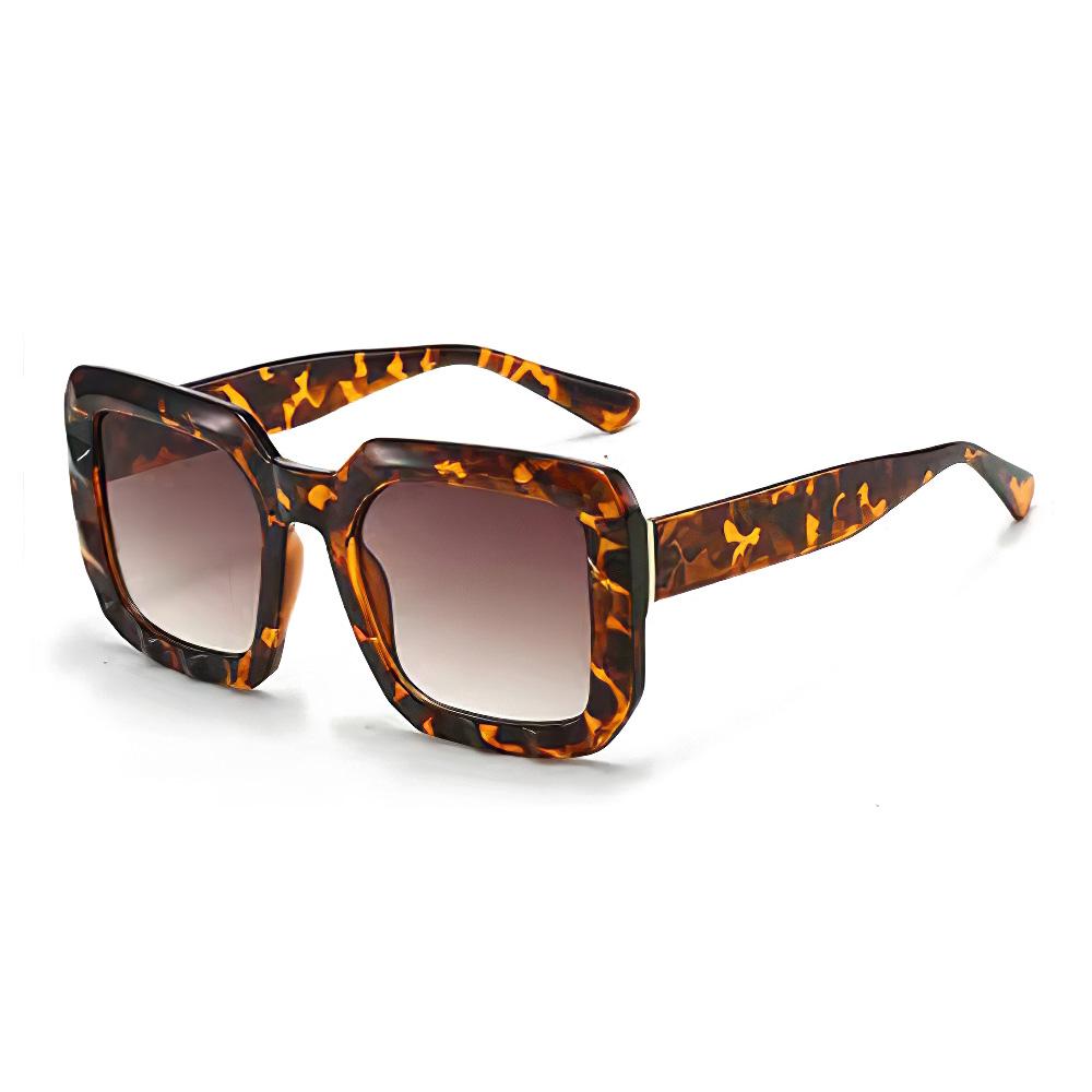 Vintage Women Sunglasses Fashion Square Gradient Lens Brown Black Contrast Design Sun Glasses UV Protection