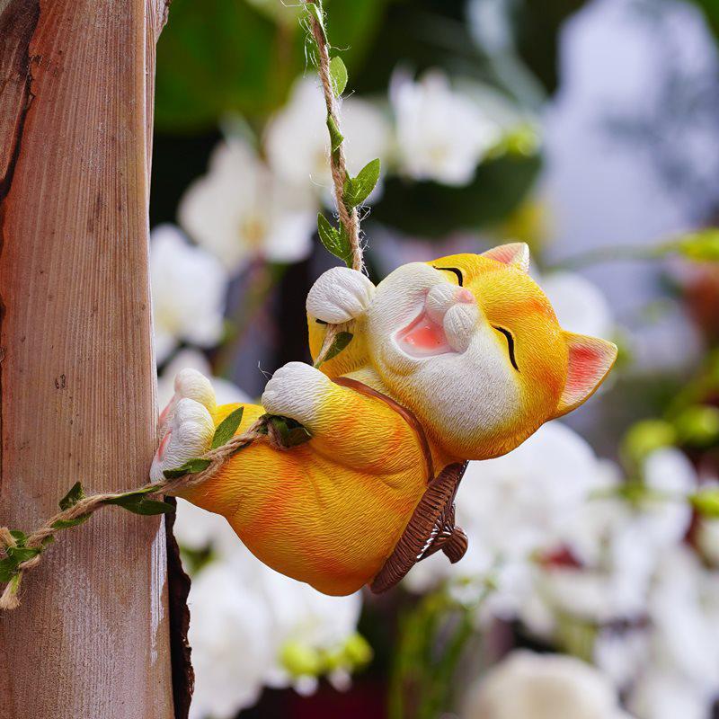 Little Rabbit Climbing Vine Hanging Ornament - Small Animal Figurine for Home, Courtyard, or Tree Pot Decor