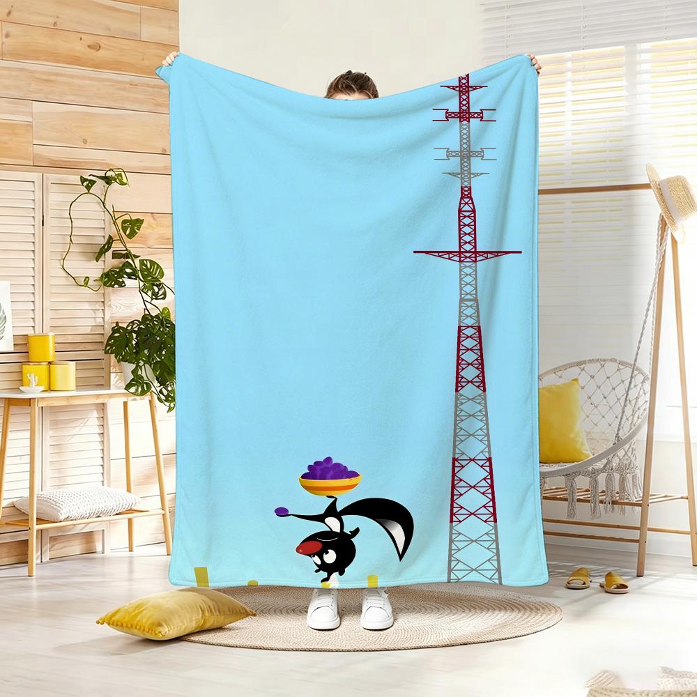 Kids Cartoon S-Skunk Fu Throw Lightweight 240G Flannel Blanket Soft Skin-Friendly For Summer Cooling