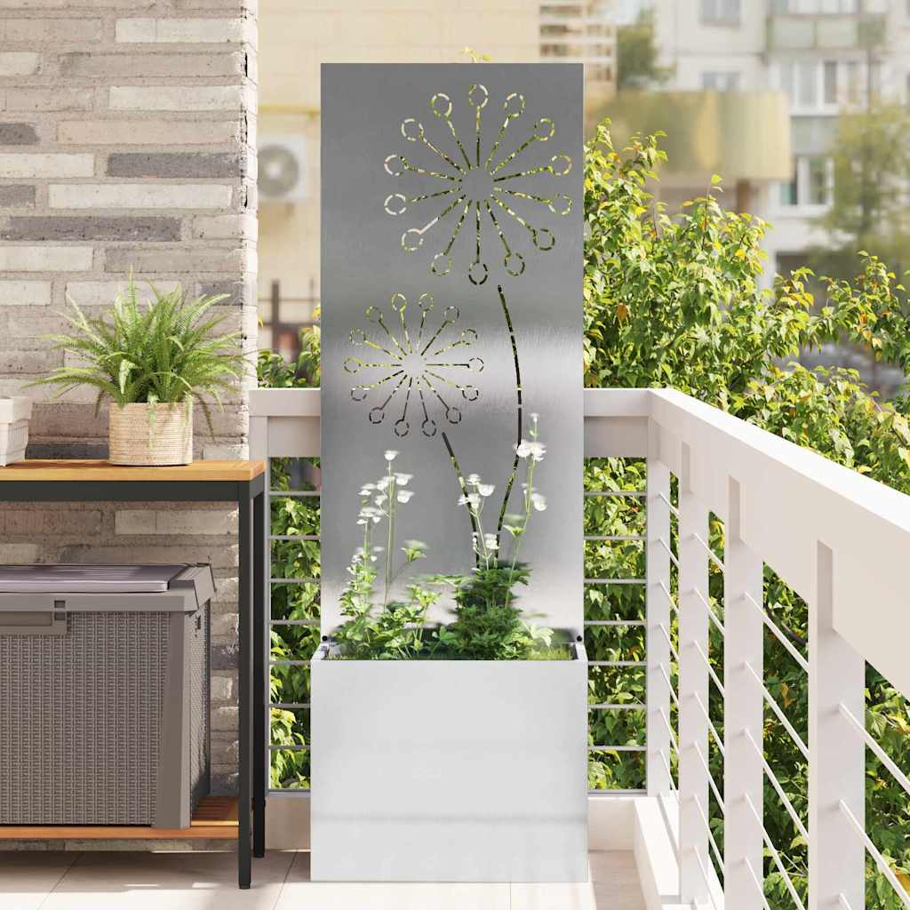 Garden Privacy Screen Canvas Silver 50 X 150 Cm Stainless Steel