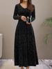 Spring Autumn New Style Elegant High-End Evening Gown Velvet Midi Dress for Women