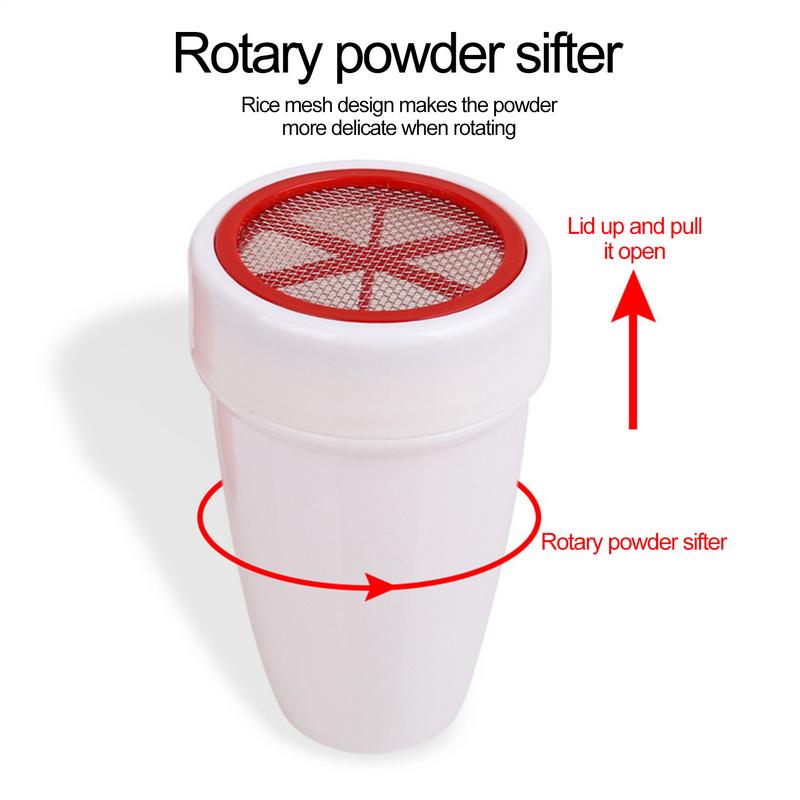 Powder Sugar Shaker Duster For Baking Flour Dispensing With Lid Household Plastic Powder Chocolate Shaker Bakeware Kitchen Tool
