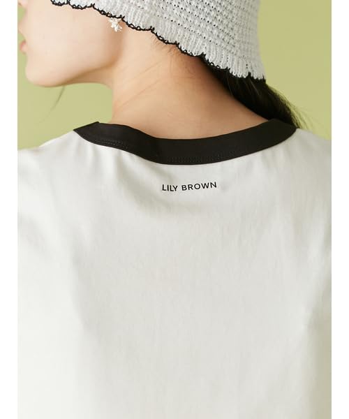Lily Brown Mary Quant Glitter Logo Ringer White T-Shirt (LWCT254006) Women's