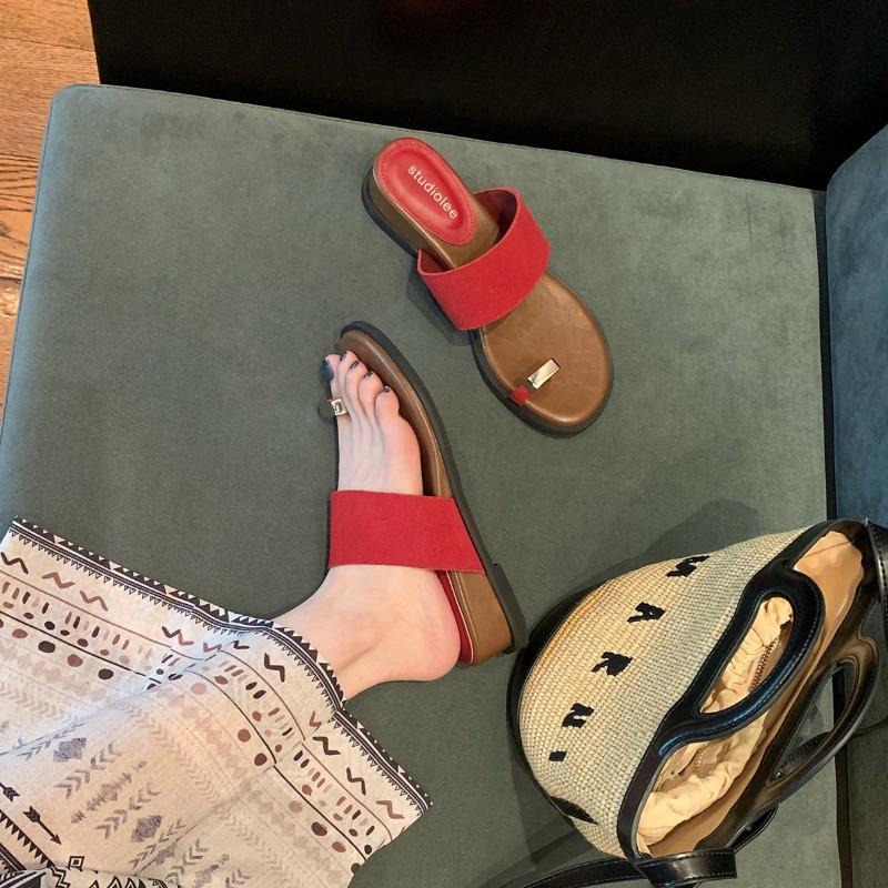Fashion 2025 New High Quality Summer Metal Clip Toe Women Slippers Fashion Wedges Heel Dress Shoes Ladies Outdoor Concise Sandals