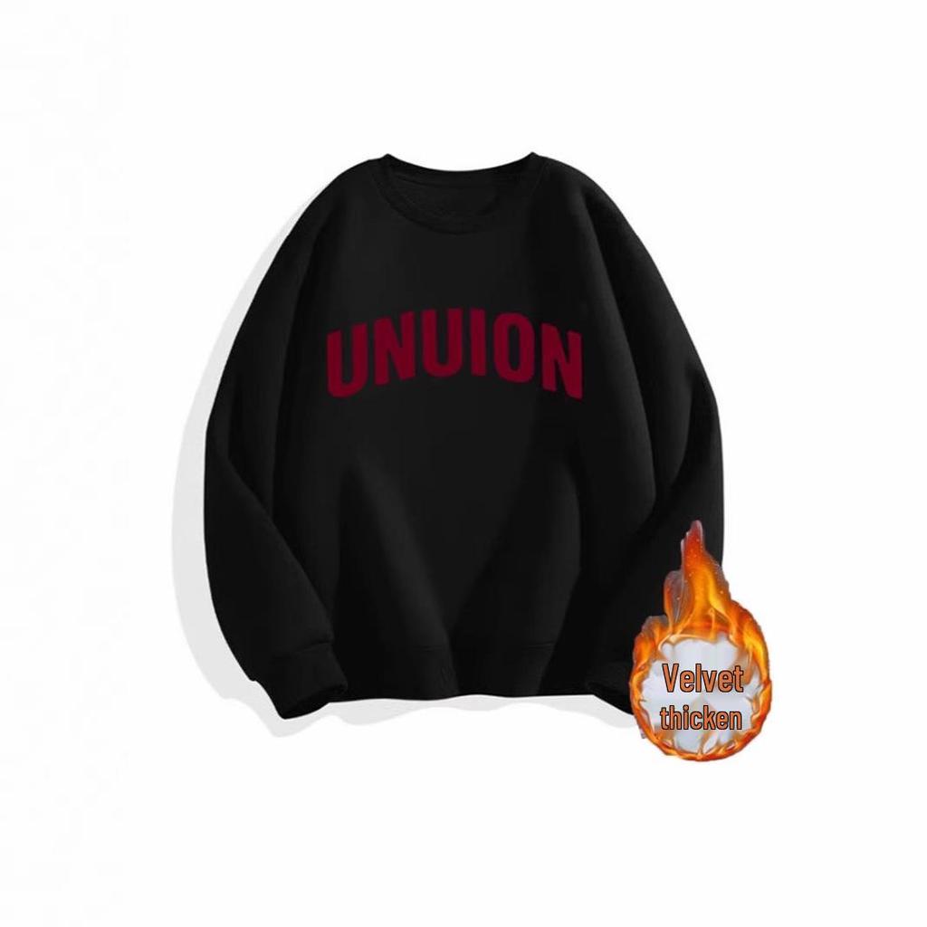Oversized Vintage Fleece-Lined Crew Neck Sweatshirt - 450G Heavyweight, Autumn/Winter Streetwear