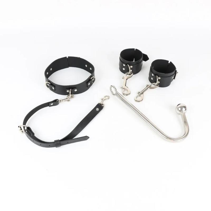 Metal Anal Hook & Slave Collar Set – Forced Bondage Kit for Master/Slave Obedience Games