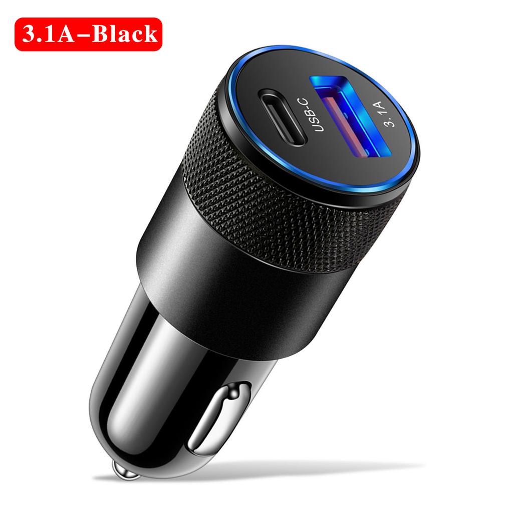 USB Car Charger Quick Charge 3.0 USB Type C Fast Charging Mobile Phone Adapter Cigarette Lighter Charger For iPad iPhone Samsung