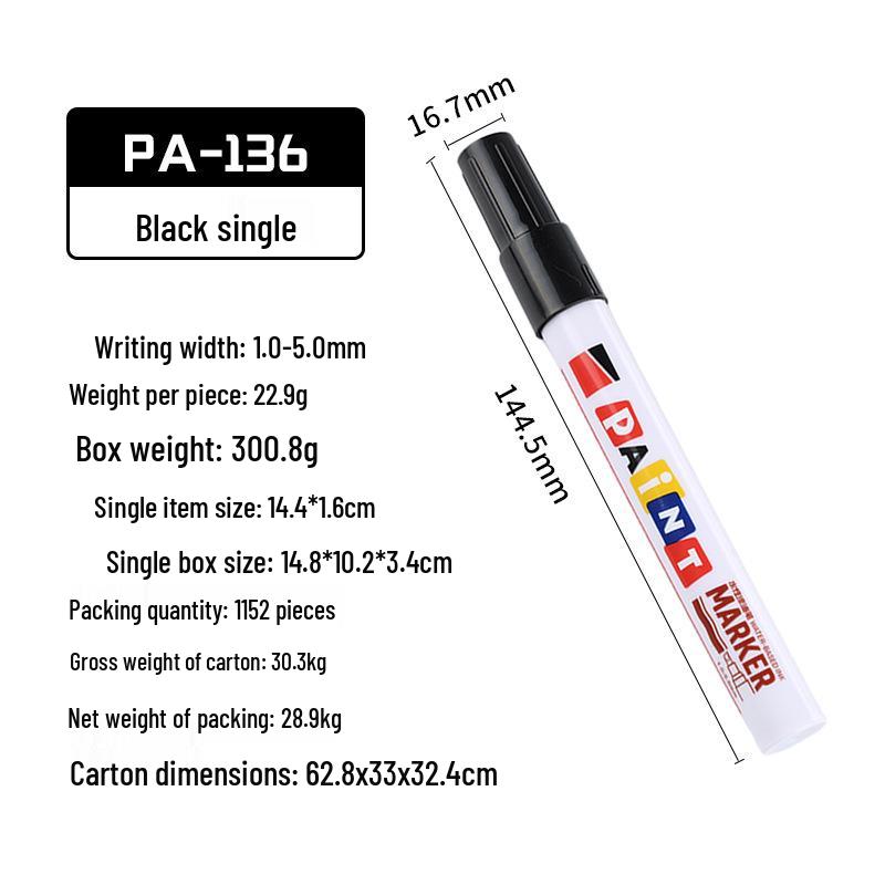 Waterproof Quick-Dry Fade-Resistant Paint Pen for Tires, Graffiti, Metal Touch-Ups, and Construction Marking