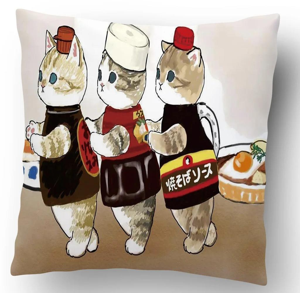 Cartoon Cat Decorative Pattern Pillowcase Office Living Room Home Pillowcase Car Ornaments