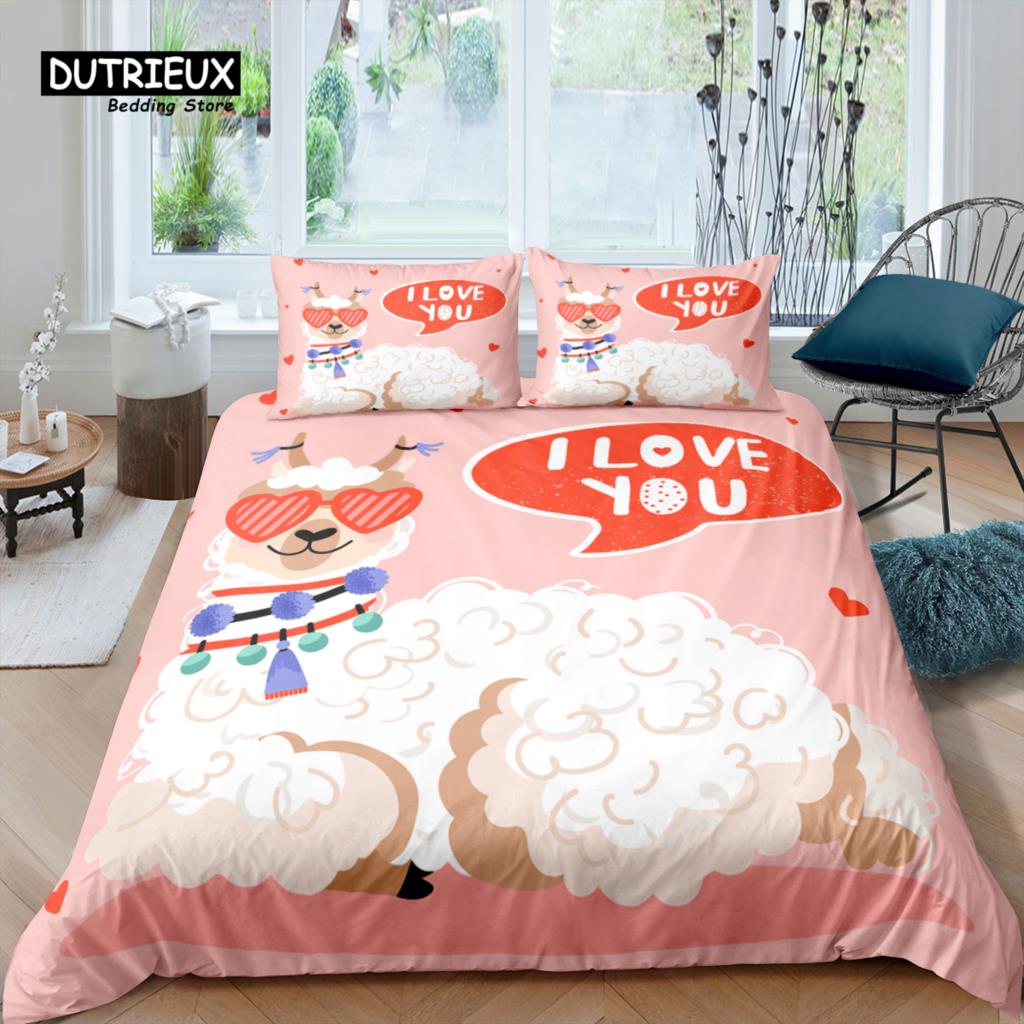 Home Living Luxury 3D Alpaca Bedding Set Duvet Cover Pillowcase Kids Bedding Set Queen and King EU/US/AU/UK Size