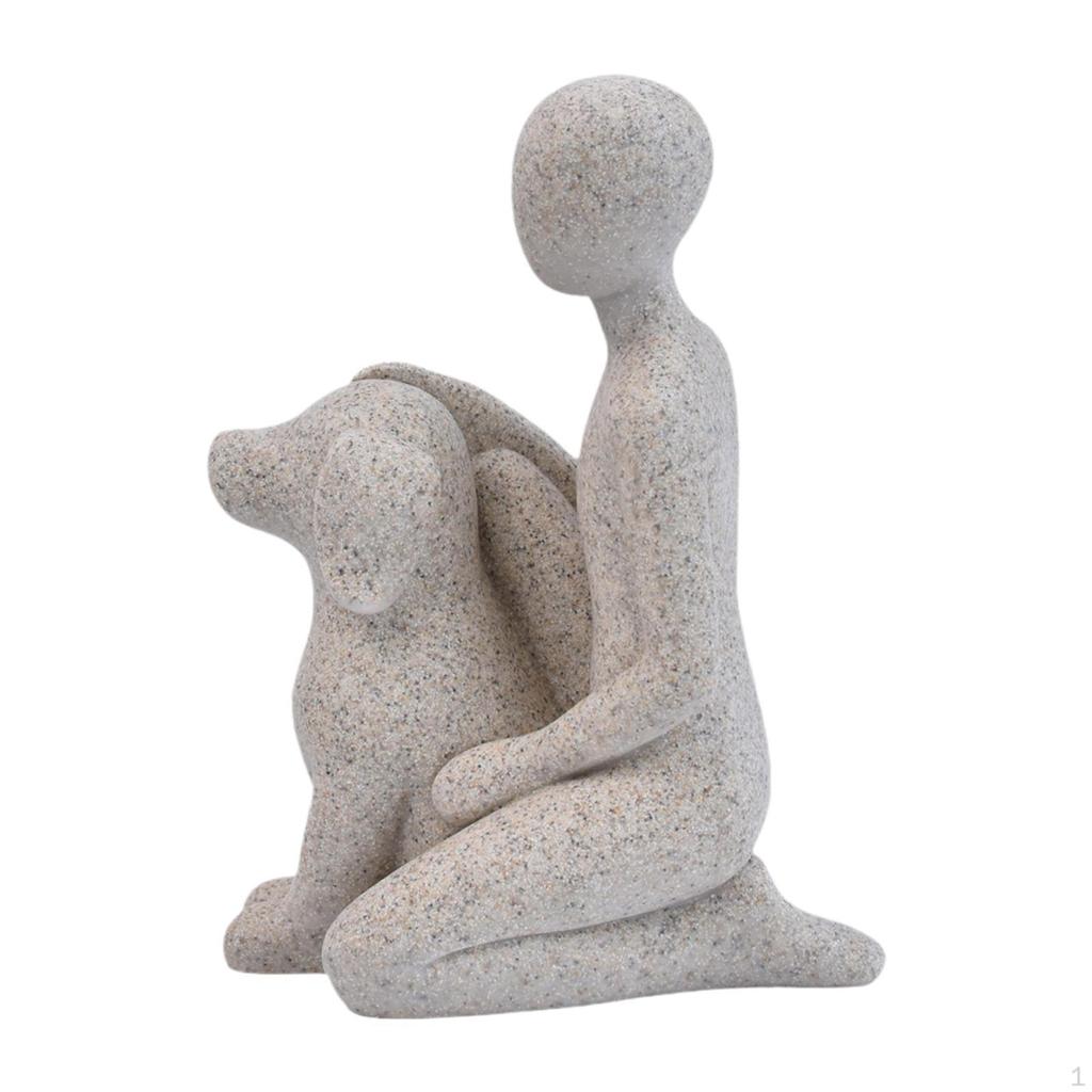Man And Dog Statue Memorial Resin Figurine Emotional Family Sculpture Heartfelt Home Decoration