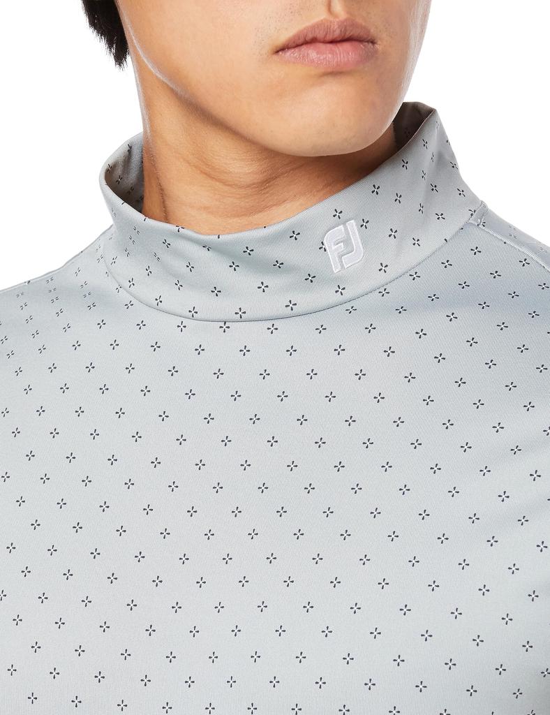 FootJoy Modern Classic Flower Icon Thermal Long Sleeve Mock Neck Golf Shirt, Men's Gray, Size M (FJ-F23-S11)