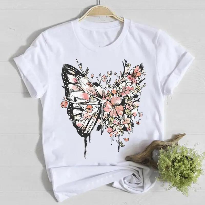 Butterfly Cute Sweet Lovely Casual T Shirt Graphic Print Fashion Crew Neck Short Sleeve Plus Size T Shirt Unisex