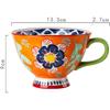 Hand-Painted Floral Pattern Large Capacity Ceramic Coffee Mug Jumbo Mug Tea Milk Cereal Mug Breakfast Cup for Home Kitchen 14oz
