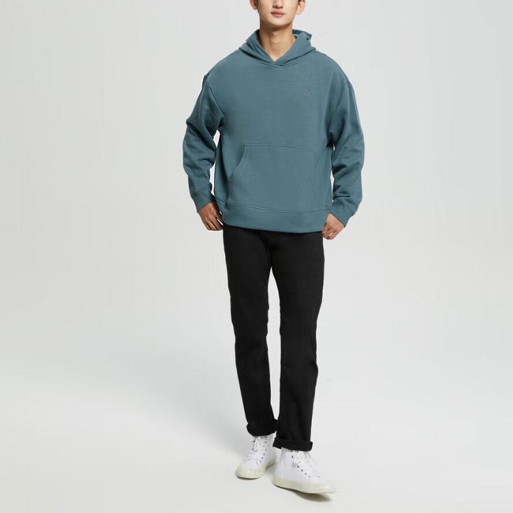 Calvin Klein Solid Color Casual Embroidered Fleece Hoodie Men Tops Lake-Blue 40HM256-DA3