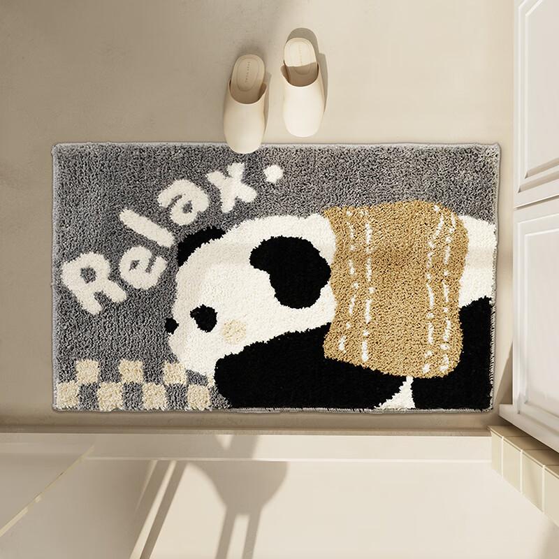 Cute Panda Plush Non-Slip Absorbent Bathroom Floor Mat for Home Toilet Entrance