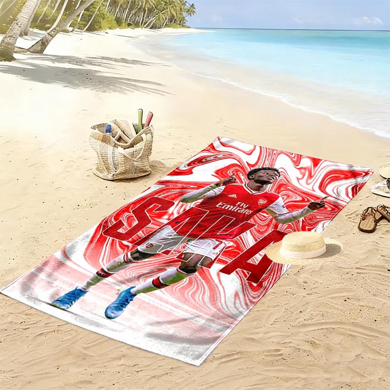 Bukayo Saka Print Beach Towel, Large Soft Quick Dry Towel for Beach Camping Swimming