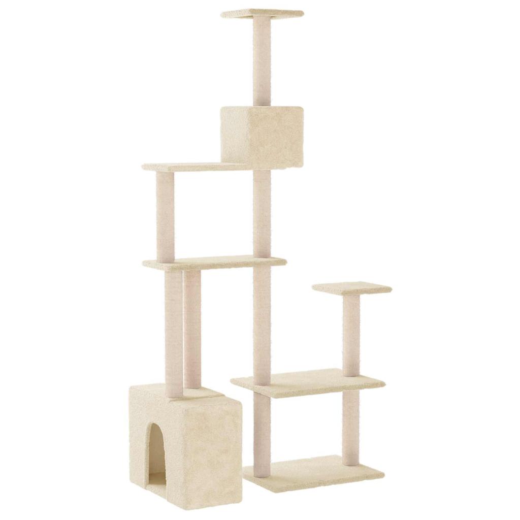 Cat Tree with Sisal Scratching Posts Cream 177.5 Cm