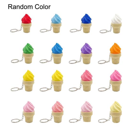 3D Printed Ice Cream Keychain Stress Relief Ice Cream Cone Sensory Fidget Key Ring Desk Toy Bag Backpack Purse Charm