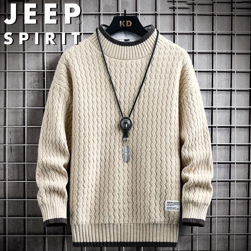 JEEP SPIRIT Men's Round Neck Pullover Sweater