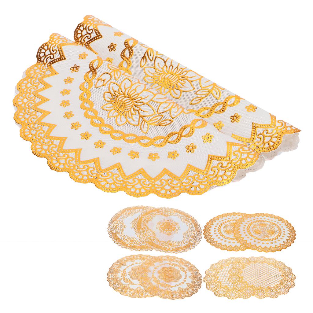 2PCS 38x38cm Table Mats PVC Gold Placemats Cup Mat Coaster for Wedding Party Supplies