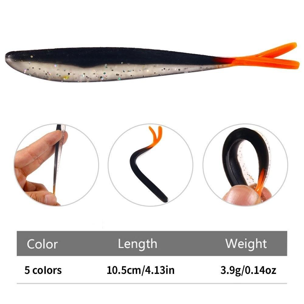Fork-Tail Soft Silicone Fishing Lure Soft Silicone Bass Tackle Jigs Walleye Fishing
