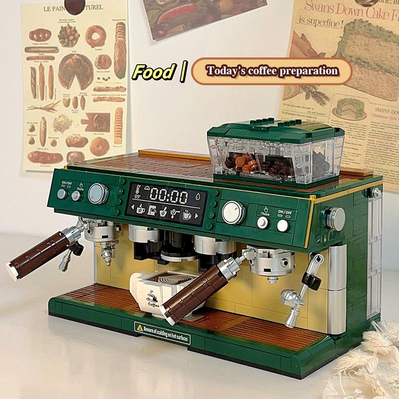 Retro Coffee Machine Building Block Puzzle Building Children's Brick Home Decoration Desktop Toys for Kids Adult Christmas Gifts