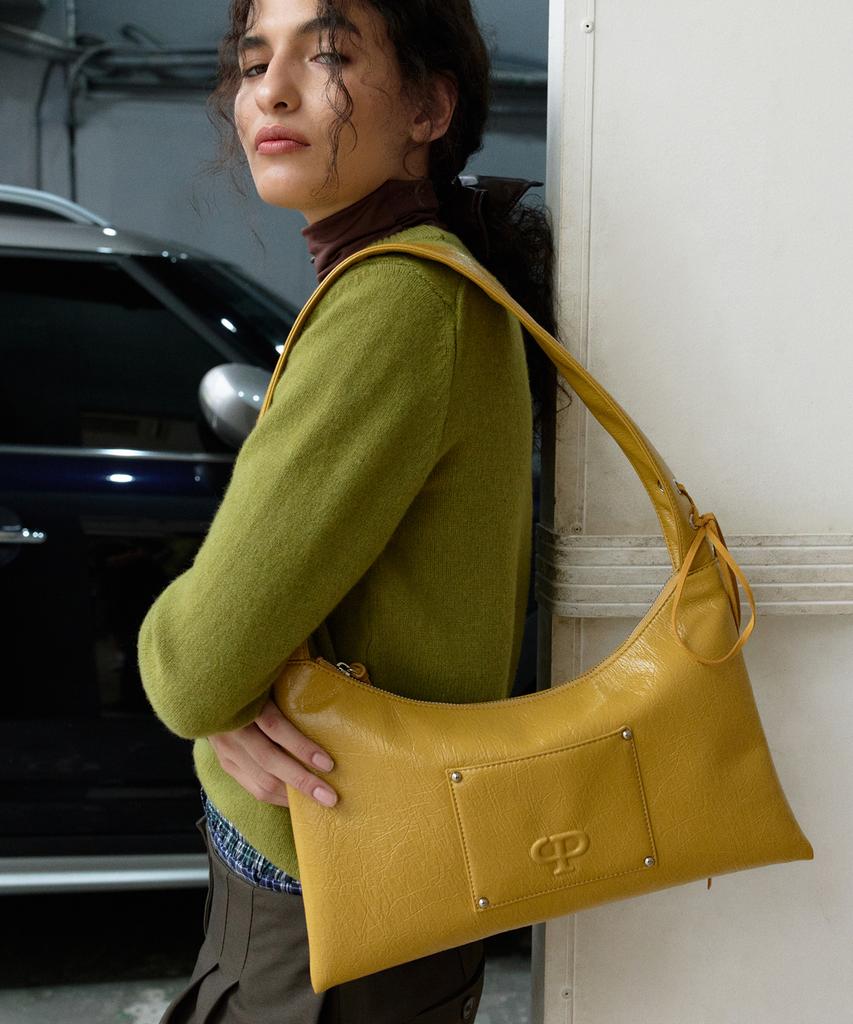 Christine Project Eyelet Flat Shoulder Bag(Mustard)