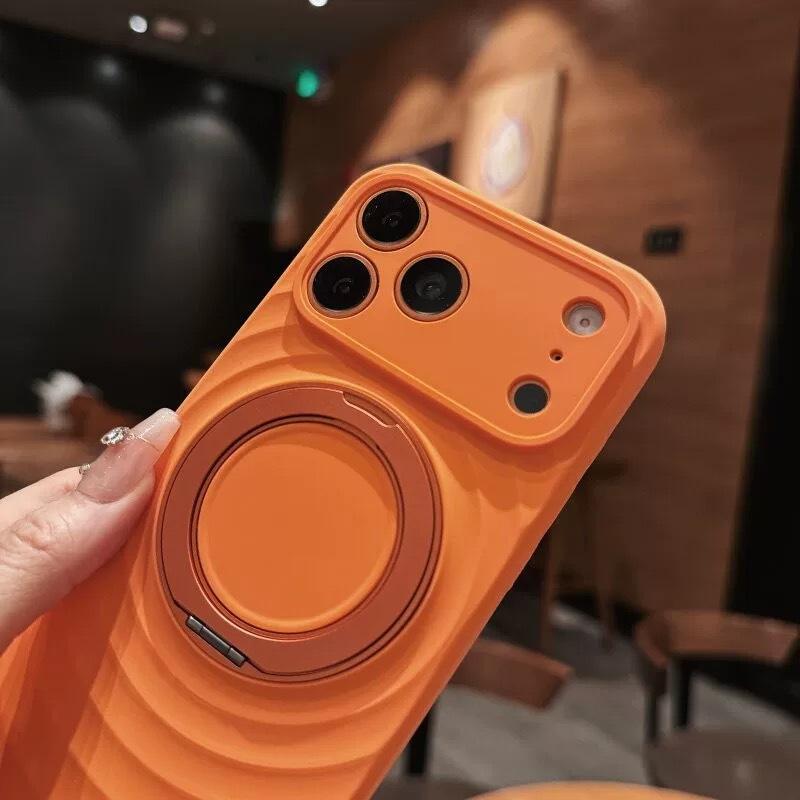 Applicable To iPhone11PROMAX Ripple Liquid Silicone Mobile Phone Case Apple 11 Rotating Magnetic Bracket Protective Case
