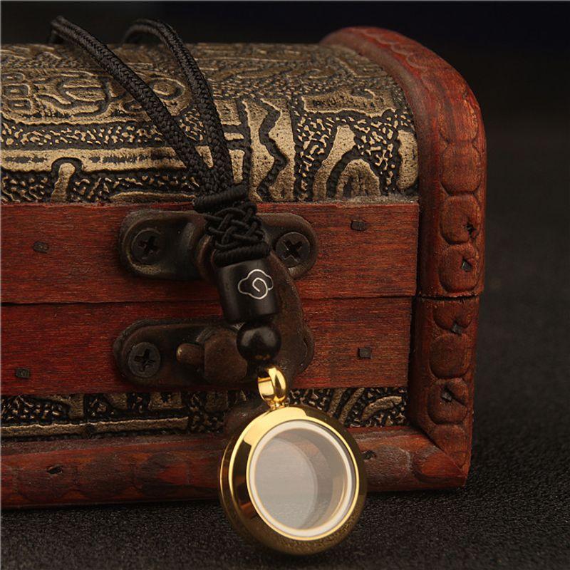 

Fashion Transparent Hollow Mini Niche for Buddha Necklace Pendant Surangama Pendant Men and Women Jewelry Package Can Be Opened Cinnabar Mini gold empty pendant with black rope
