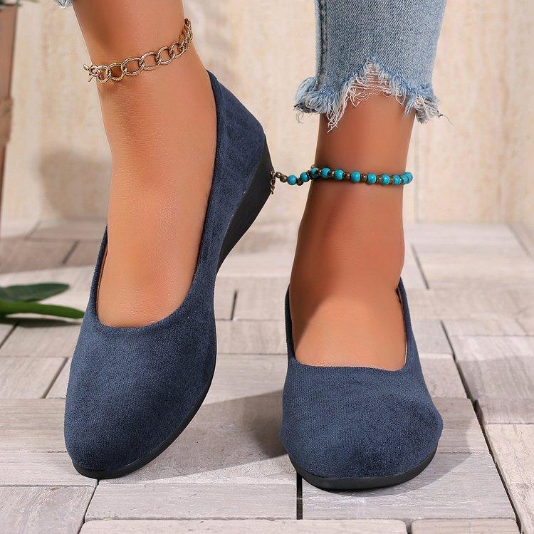 Mocassini con Zeppa in Raso Taglie Forti da Donna Stile Hong Kong Retrò Primaverile