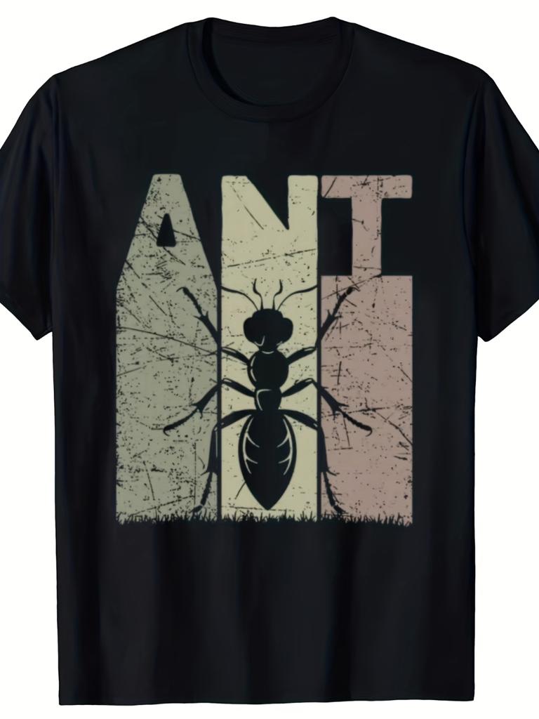 Unisexs Vintage Entomology TShirt Oversized Black Retro Ant Keeper Design With Ant Colony Print Ant Lettering Loose Fit Tee