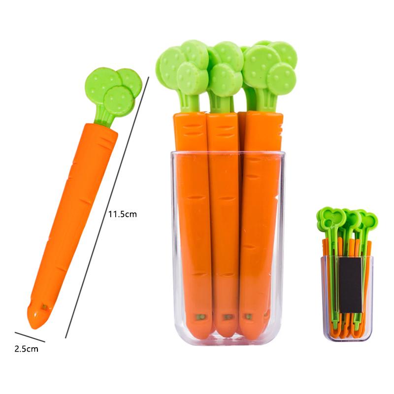 5Pcs Sealing Tongs Food Bag Closure Clip Carrot Shape Moisture Proof Kitchen Fresh Keep Accessories Refrigerator Sticker