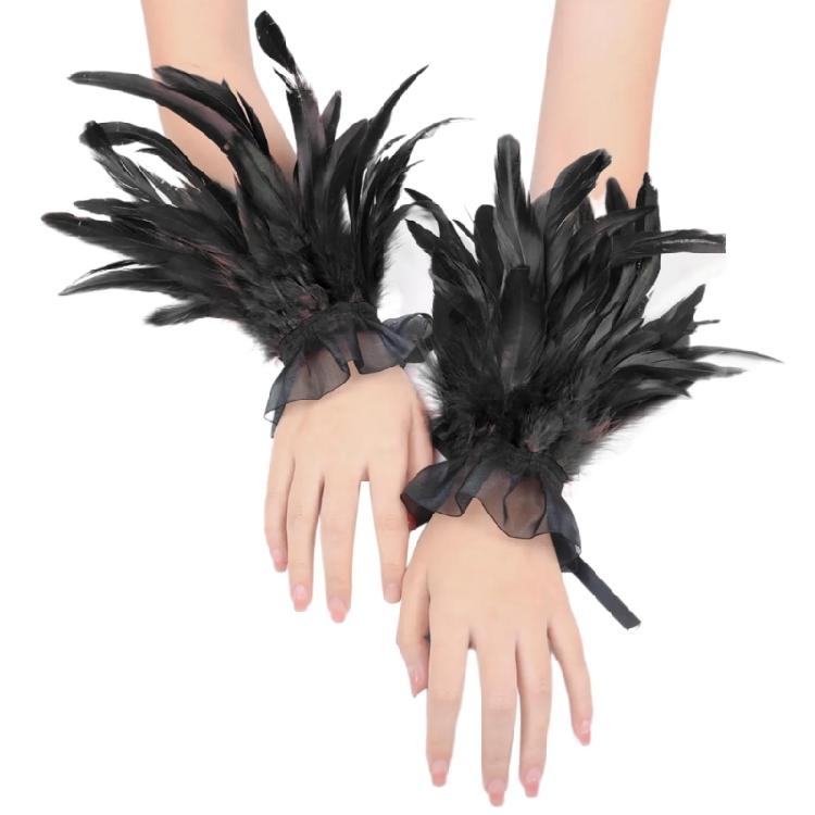 Vintage Feder Manschetten für Erwachsene Unisex Gothic Armstulpen Themenparty Kostüm Handgelenkstulpen Maskenbälle Armschmuck